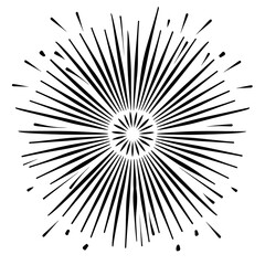 Vector illustration of a sunburst sun ray with a hipster black shine design, featuring vintage black radial art 