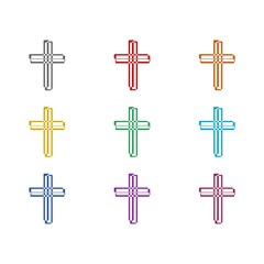 Fototapeta premium Religion cross icon isolated on white background. Set icons colorful