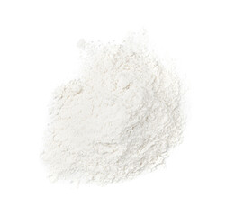 Heap of baking powder isolated on white, top view