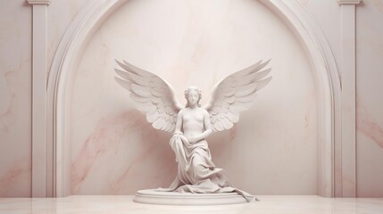 Elegant mockup with a subtle depiction of an angel, placed on a spotless background to enhance the ethereal aesthetic