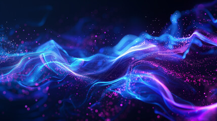 Vibrant blue and magenta abstract digital background with dynamic light waves. - obrazy, fototapety, plakaty
