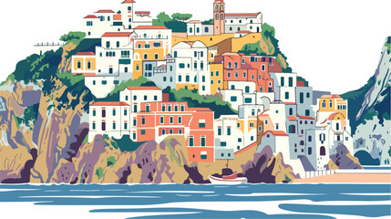 Amalfi coast Italy. Beautiful view of Amalfi town wit - obrazy, fototapety, plakaty
