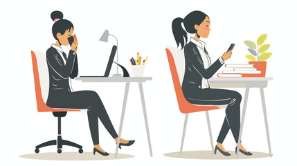 Asian business woman using a mobile phone in her work