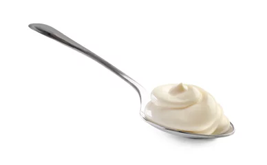 Foto op Aluminium Natural yogurt in spoon isolated on white © New Africa