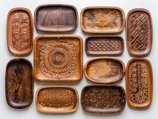 Wooden Trays with Engraved Patterns