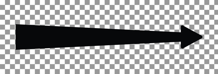 Straight long arrow, left thin line, black cursor, horizontal element, thick pointer vector icon isolated on  background. Simple illustration .