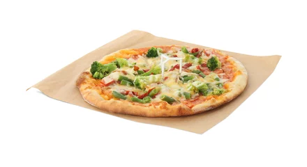 Rolgordijnen One delicious vegetarian pizza isolated on white © New Africa