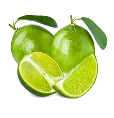 Raamstickers Fresh ripe lime isolated on white. Citrus fruit © New Africa