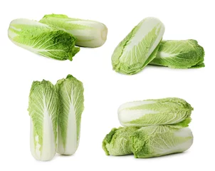 Fotobehang Fresh ripe Chinese cabbages isolated on white, set © New Africa