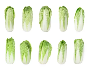 Deurstickers Fresh ripe Chinese cabbages isolated on white, set © New Africa