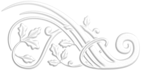 Fototapeta premium Art deco arabesque with oak branches, white. arabesque, illustration, oak, white, leaf, art, foliage, pattern, decoration, background, art deco, crown, floral, drawn, wrapping, greeting card, tree bra