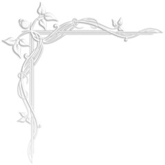 Art Deco corner, white. Art Deco style illustration creating a corner with leaves that look like a plaster ornament.