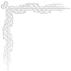 Art Deco corner with interlocking lines, white. Art Deco style illustration creating a corner with interlocking lines that look like a plaster ornament.