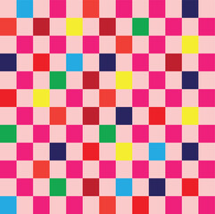 Indentation, hollow, depression, deepening distortion, deformation effect on checkboard, chekered, squares, pepita pattern, background.eps10