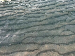 Transparent sea water, natural sea surface background, sea water, sand bottom