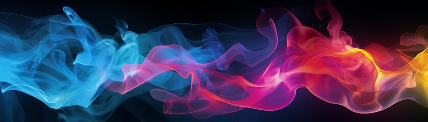 Colorful smoke flowing in the dark