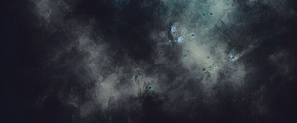 Glitter mist. Paint water splash. Magic spell. Blue  teal aqua silver gray color gradient shiny smoke veil wave on black abstract art background with free space.