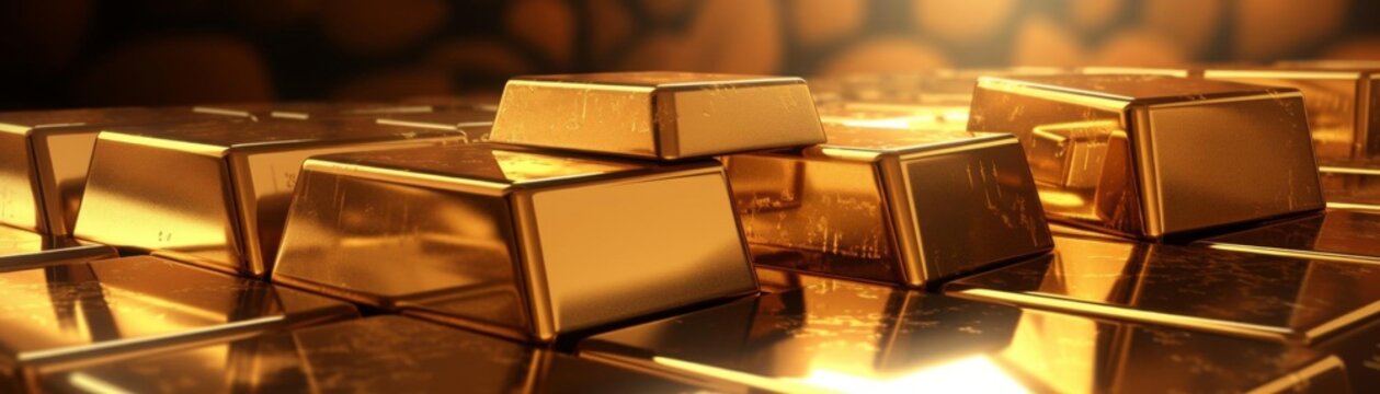 Gold bars in a dark room