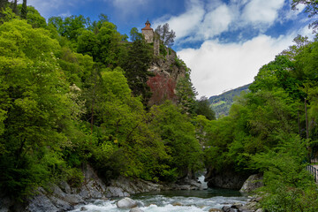 Fototapeta na wymiar The beautiful city of Meran in South Tyrol on the Passer river