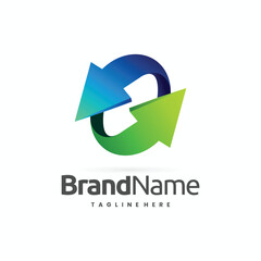 arrows exchange logo, up and down arrow logo design concept