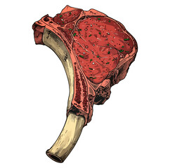 Grilled tomahawk steak color icon. Butchers meat,  tomahawk meat steak 