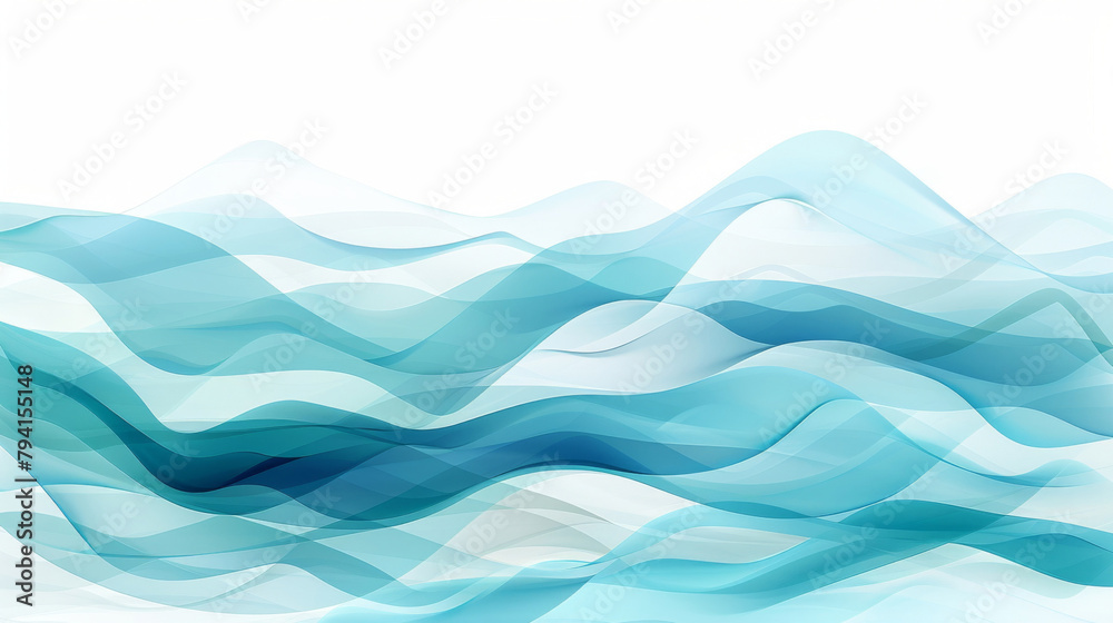 Aufkleber elegant abstract design with smooth blue waves resembling calm sea patterns, ideal for summer themes