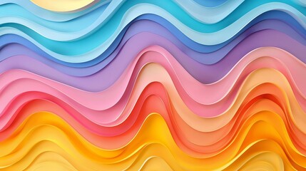 artistic paper cut style background with dynamic wavy patterns and vibrant colors
