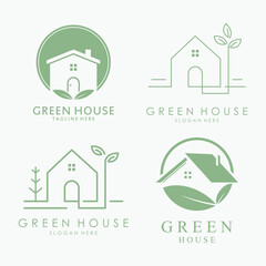 Green House Logo Icon Vector Illustration