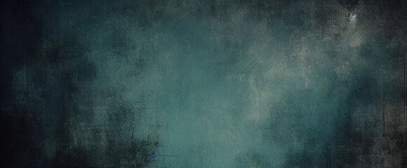 Dark turquoise art background. Large brush strokes. Acrylic paint in aquamarine or celadon colors. Abstract painting. Textured surface template for banner, poster. Narrow horizontal illustration	