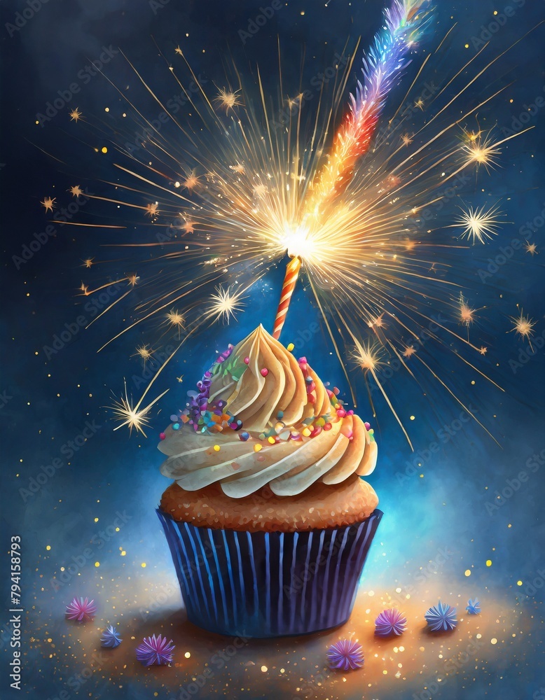 Canvas Prints cupcake with candles