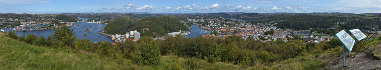 View of Egersund from the viewpoint Vardberg in Norway, Europe
