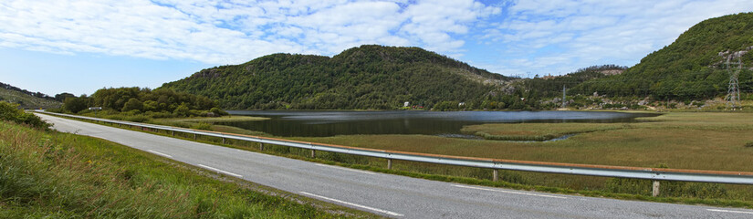 Lake Sletteidvatnet at Trollpikken carpark at Egersund in Norway, Europe
