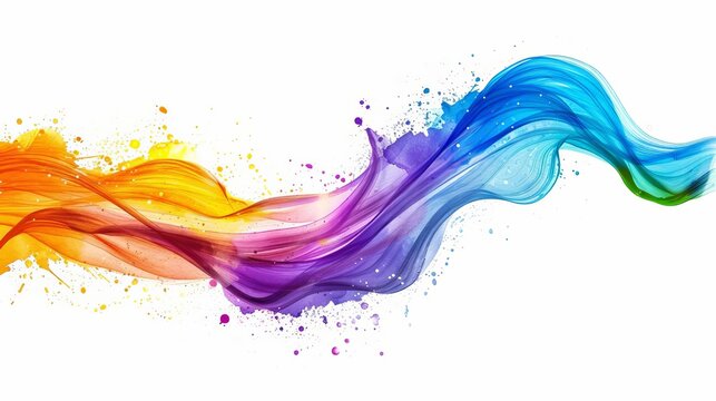 rainbow wave colorful paint splash isolated on white background abstract design element