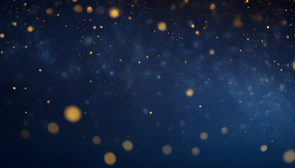 Obraz premium Background with Dark blue and gold particle, Christmas background with gold stars and sparkling, Christmas Golden light shine particles bokeh on navy blue background. Generative AI
