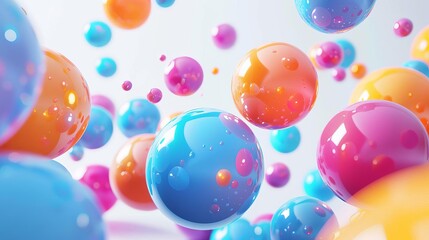 3d render of colorful spheres in motion abstract dynamic composition on a white background