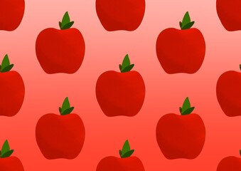 Apple pattern. Seamless pattern with apples. Fresh and juicy fruits. Healthy Eating. Summer season. Red apples