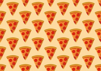 Seamless pattern with pizza. Pizza pattern. Seamless pattern with pizza. Background with slices of pizza. Wallpaper with pizza. Fast food.