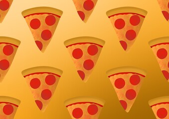 Seamless pattern with pizza. Pizza pattern. Seamless pattern with pizza. Background with slices of pizza. Wallpaper with pizza. Fast food.