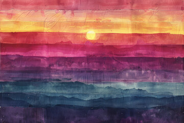 A series of skies painted with watercolors, each depicting a different time of day using only the su - obrazy, fototapety, plakaty