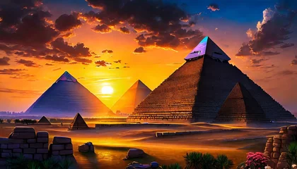 Foto op Canvas sunset over the pyramids © Frantisek
