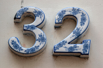 Close Up House Number 32 At Amsterdam The Nehterlands 22-4-2024