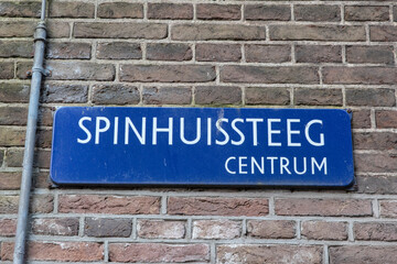 Street Sign Spinhuissteeg At Amsterdam The Netherlands 22-4-2024