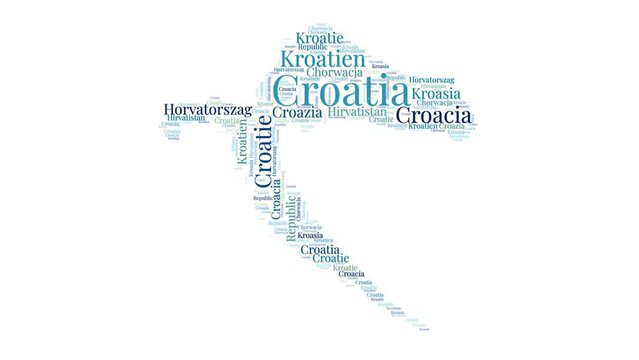 Croatia shape words animation. Croatia boundary filled with country names animated. Country opening, intro, presentation video.