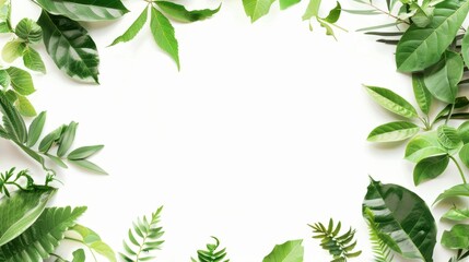 Obraz premium leaves frame, leaves, decoration, slide, white background, picture frame, graphics, Generative Ai.