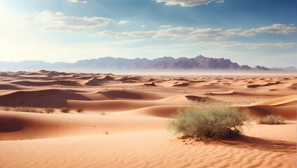 Fototapeta na wymiar Vast Desert Vista: A Relaxing Escape in the Wild, with Endless Adventure