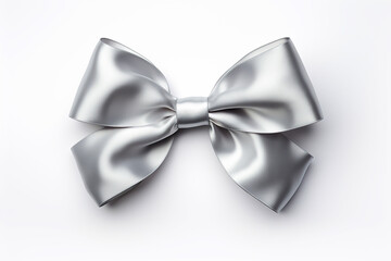 Naklejka premium generated illustration of Silver ribbon and bow with grey isolated on white background