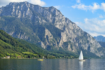 Lake Traun Traunsee in Upper Austria landscapes summertime - 794169581