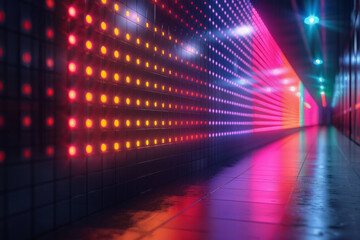 Fototapeta na wymiar A digital wallpaper featuring a neon grid that pulses to the beat of electronic music, changing colo
