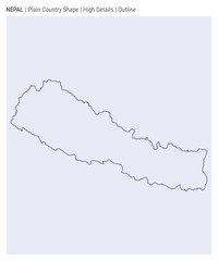Nepal plain country map. High Details. Outline style. Shape of Nepal. Vector illustration.