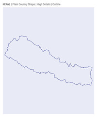 Nepal plain country map. High Details. Outline style. Shape of Nepal. Vector illustration.